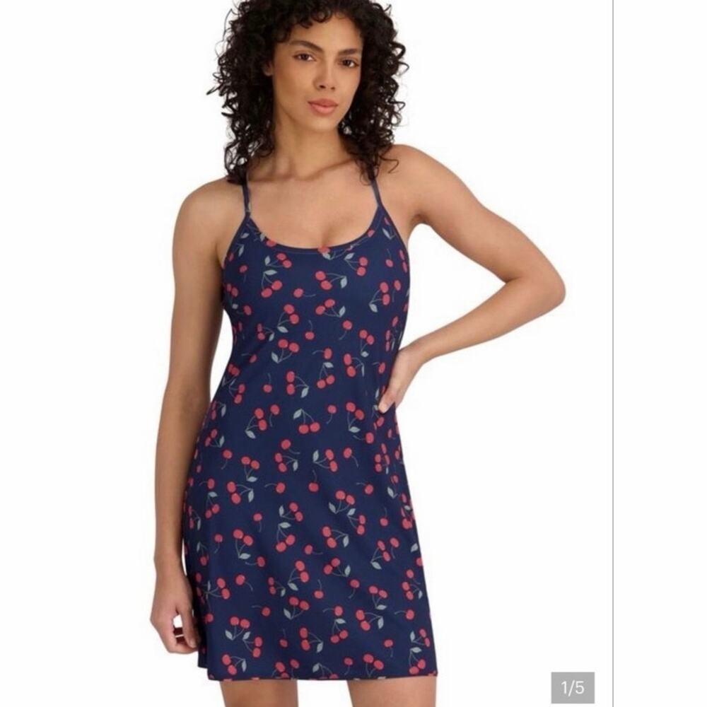 NWT OUTDOOR VOICES The Exercise Athletic Lined Dress With Pockets Cherry Print